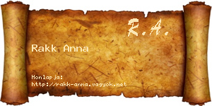 Rakk Anna névjegykártya
