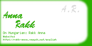 anna rakk business card